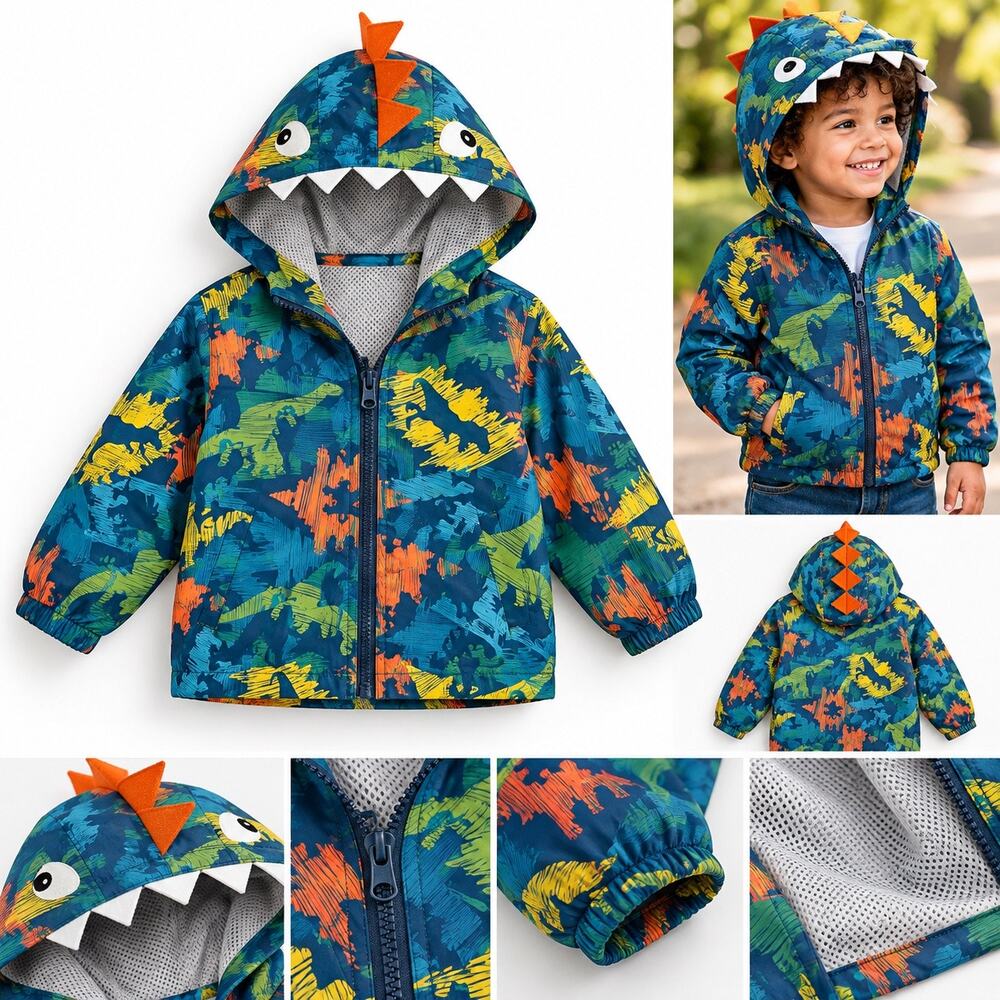 SHEIN Toddler Navy Blue Utility Jacket 2T | Soft Lined Hooded Fall Coat